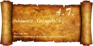 Adamecz Talamér névjegykártya